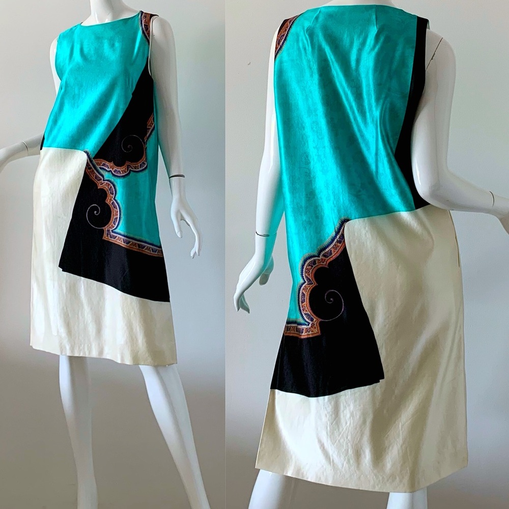 Dries Van Noten Dress Silk Wool Painted 38 - Picture 3 of 5